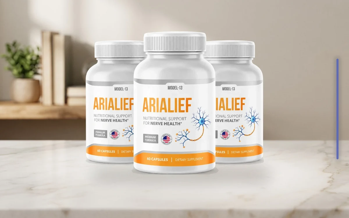 Arialief three-bottle pack on a table