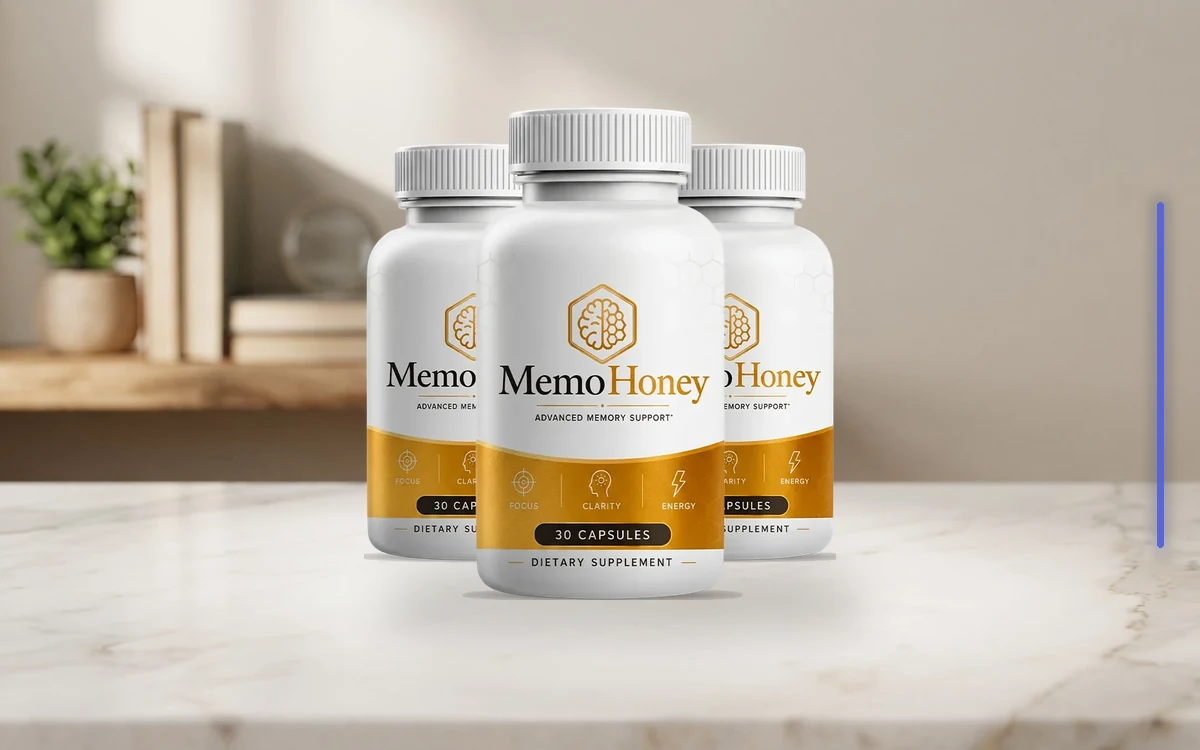 MemoHoney three-bottle pack on a table