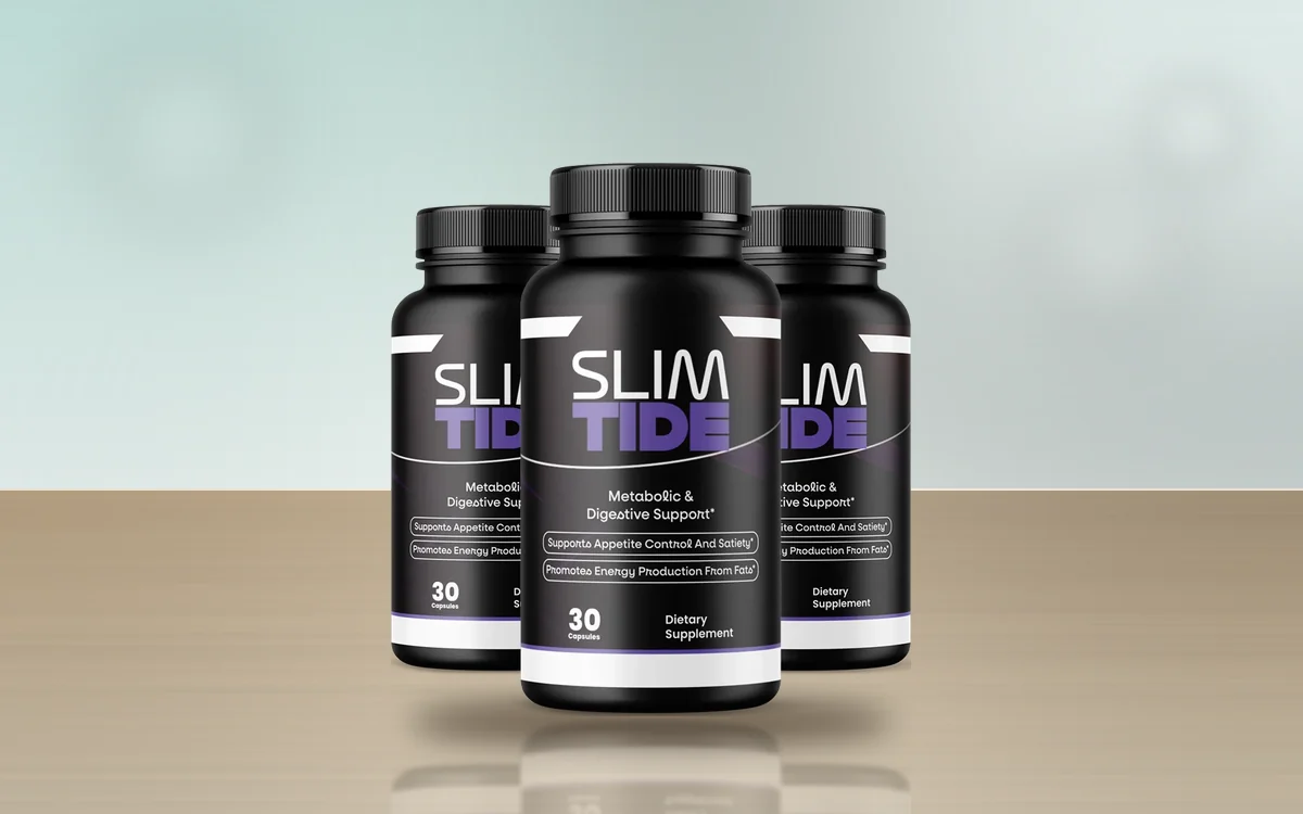 SlimTide three-bottle pack on a table
