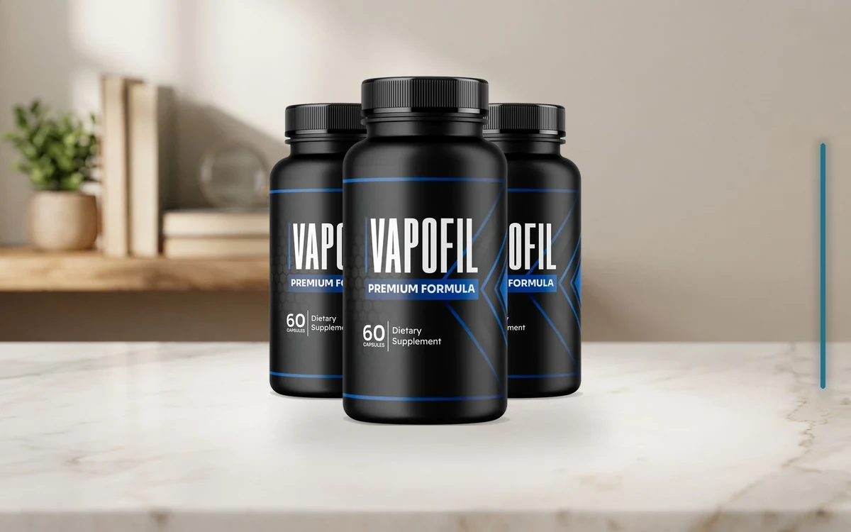 Vapofil three-bottle pack on a table