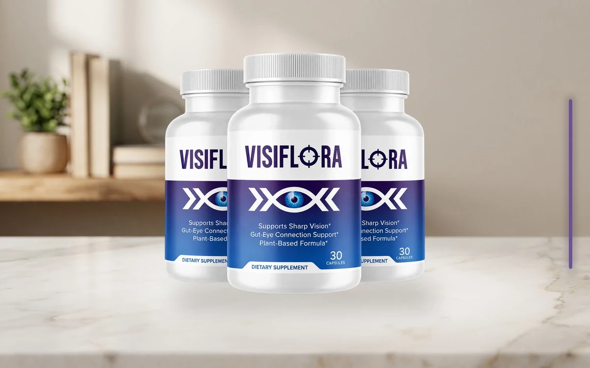VisiFlora three-bottle pack on a table