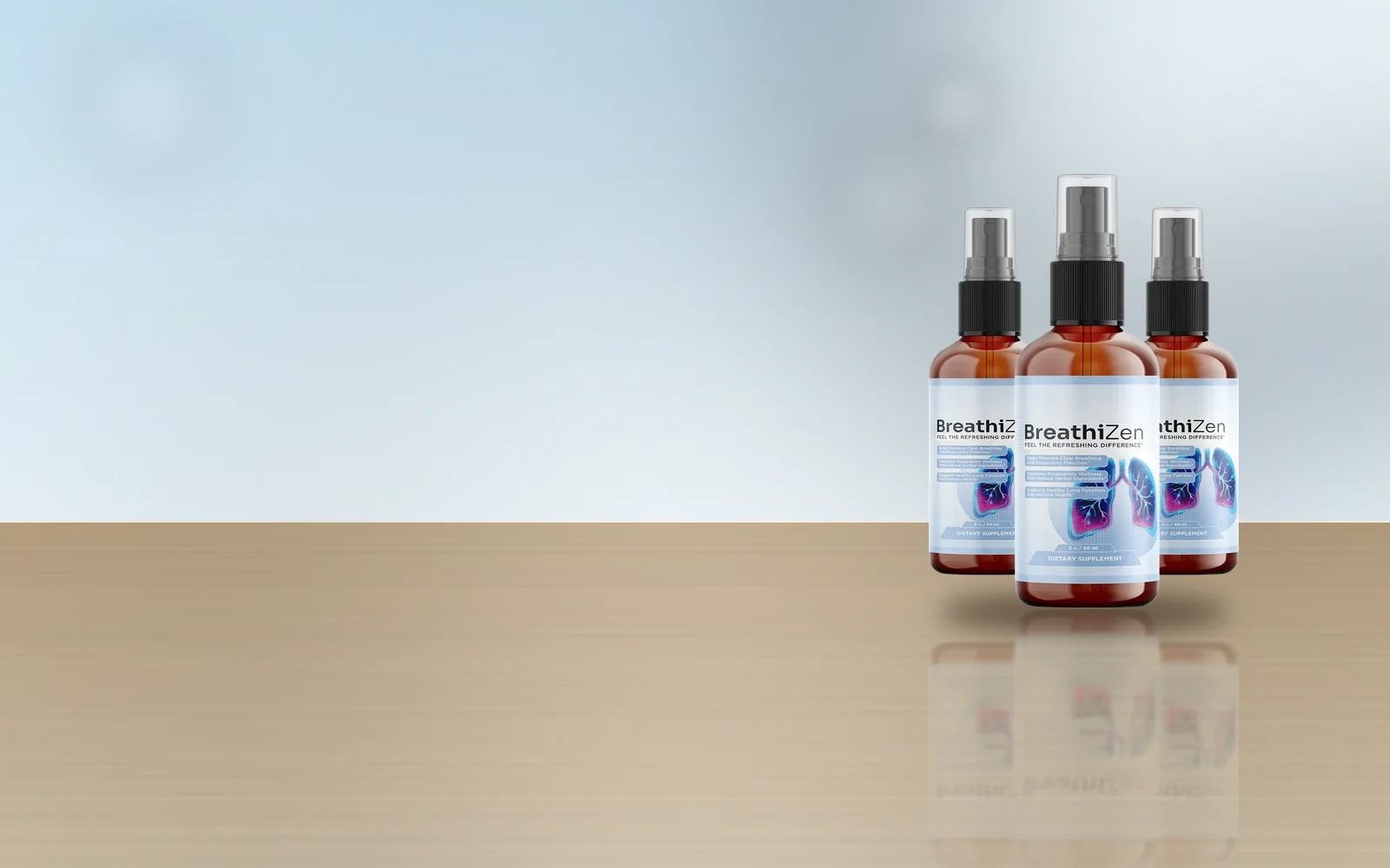 Breathizen three-bottle pack on a wooden table