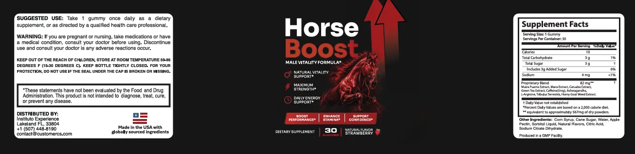 HorseBoost supplement facts label