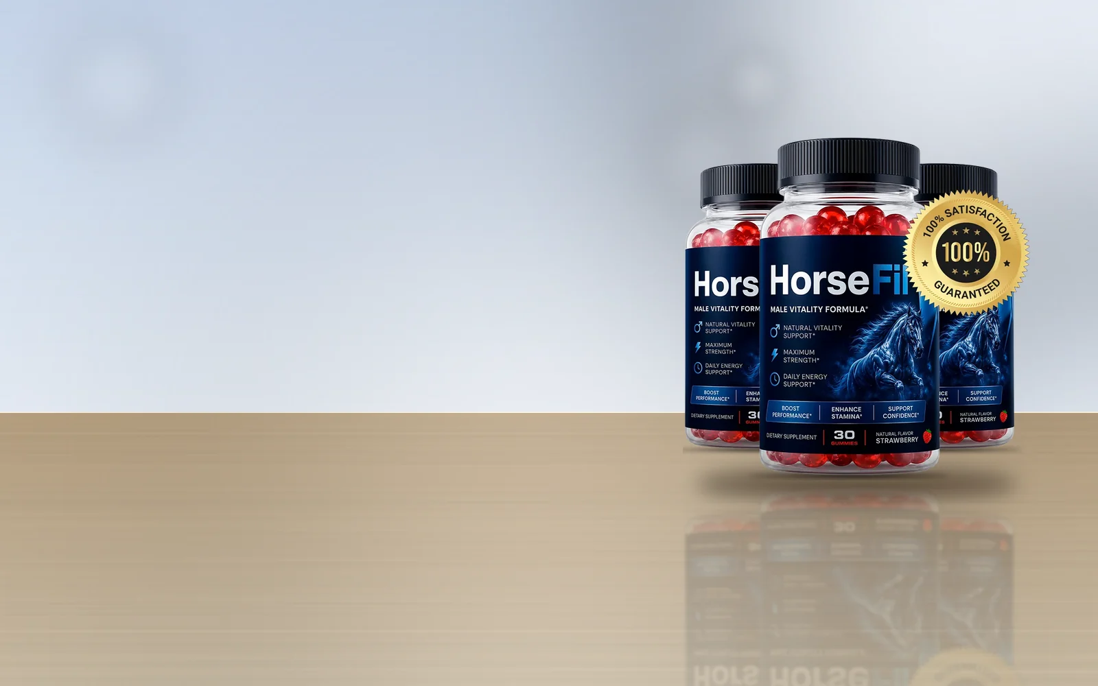 HorseFil three-bottle pack on a wooden table