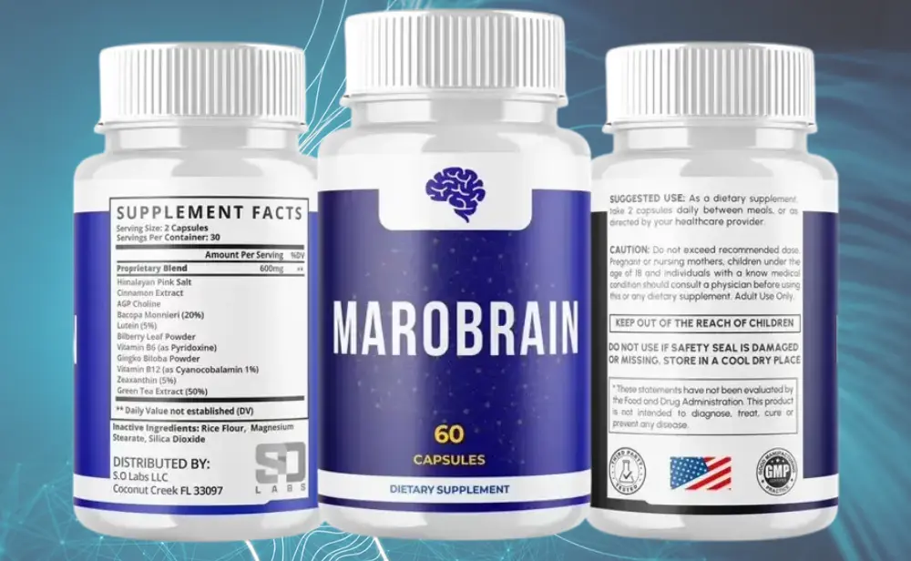 MaroBrain supplement facts and ingredient label