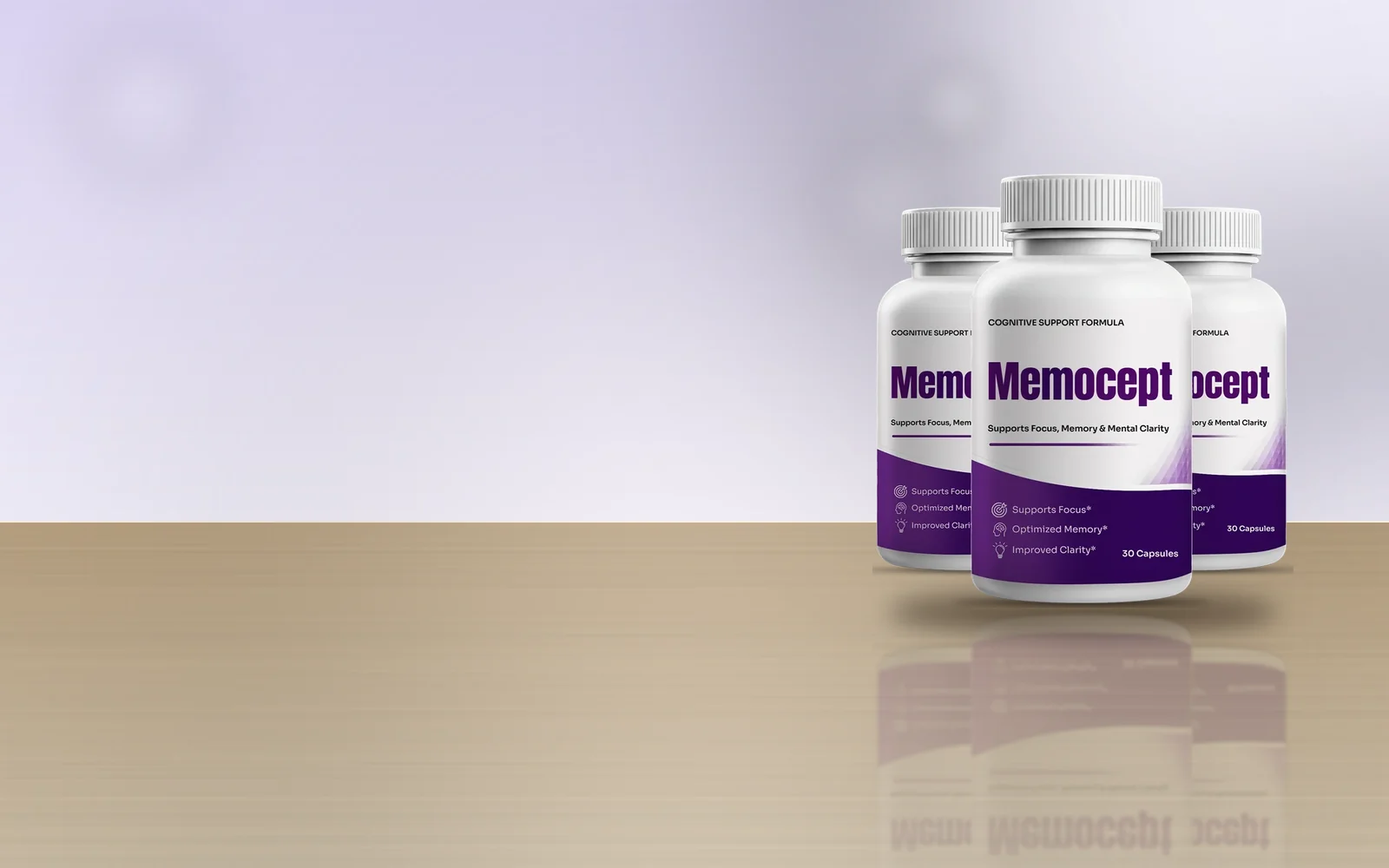 Memocept three-bottle pack on a wooden table
