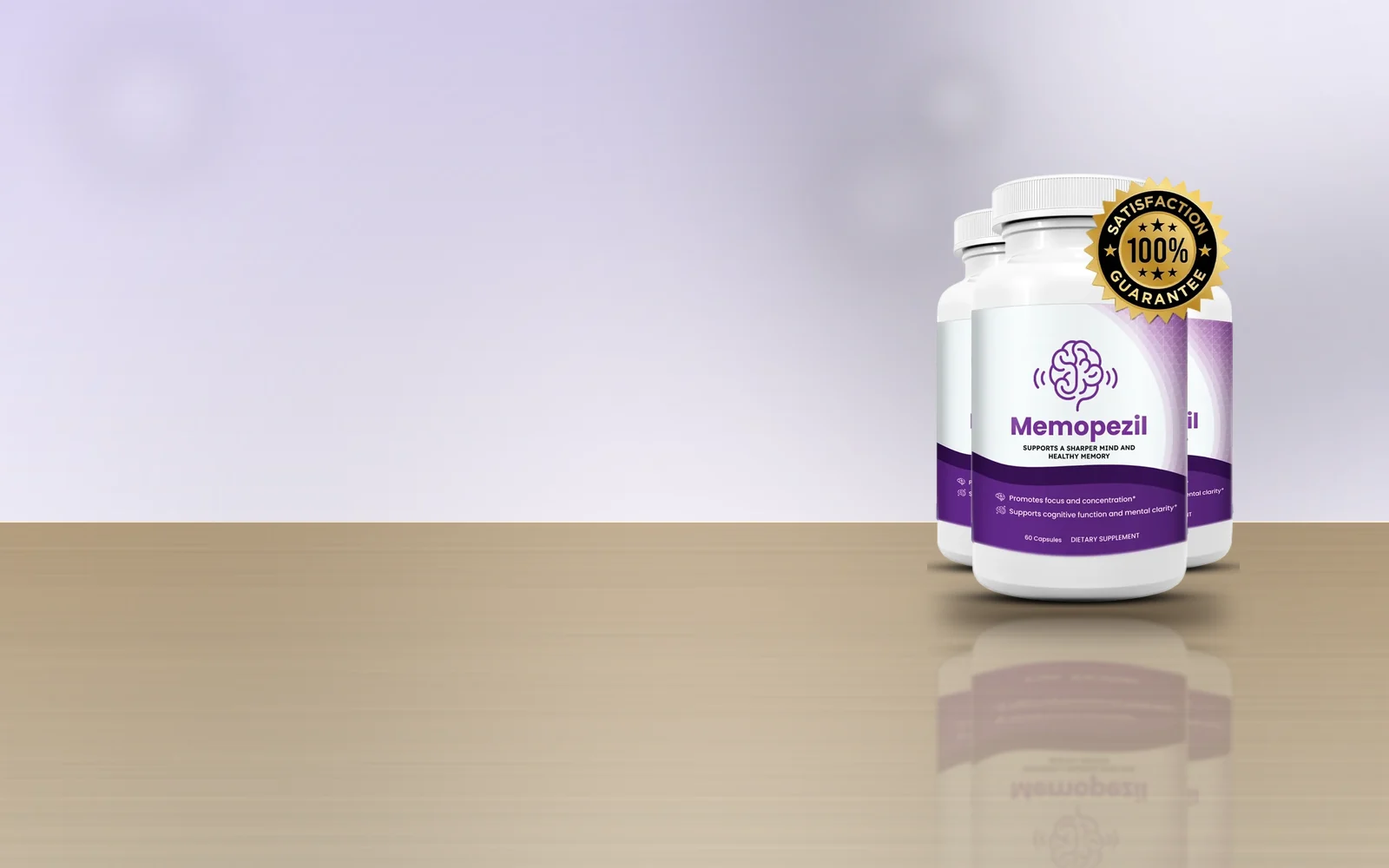 MemoPezil three-bottle pack on a wooden table