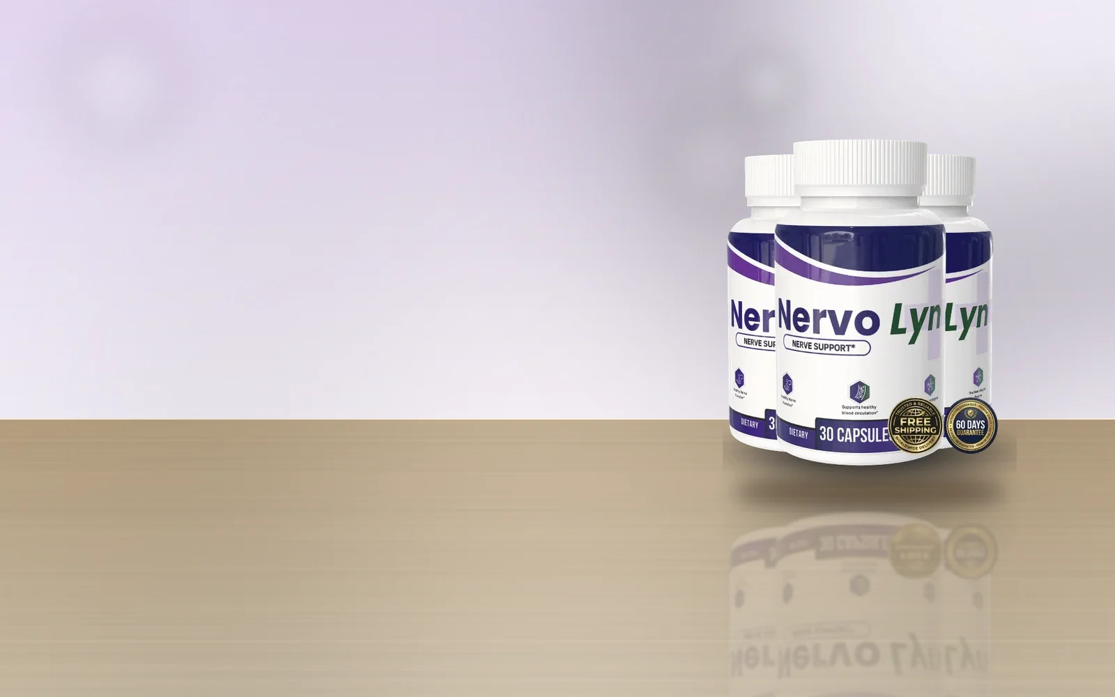 NervoLyn three-bottle pack on a wooden table