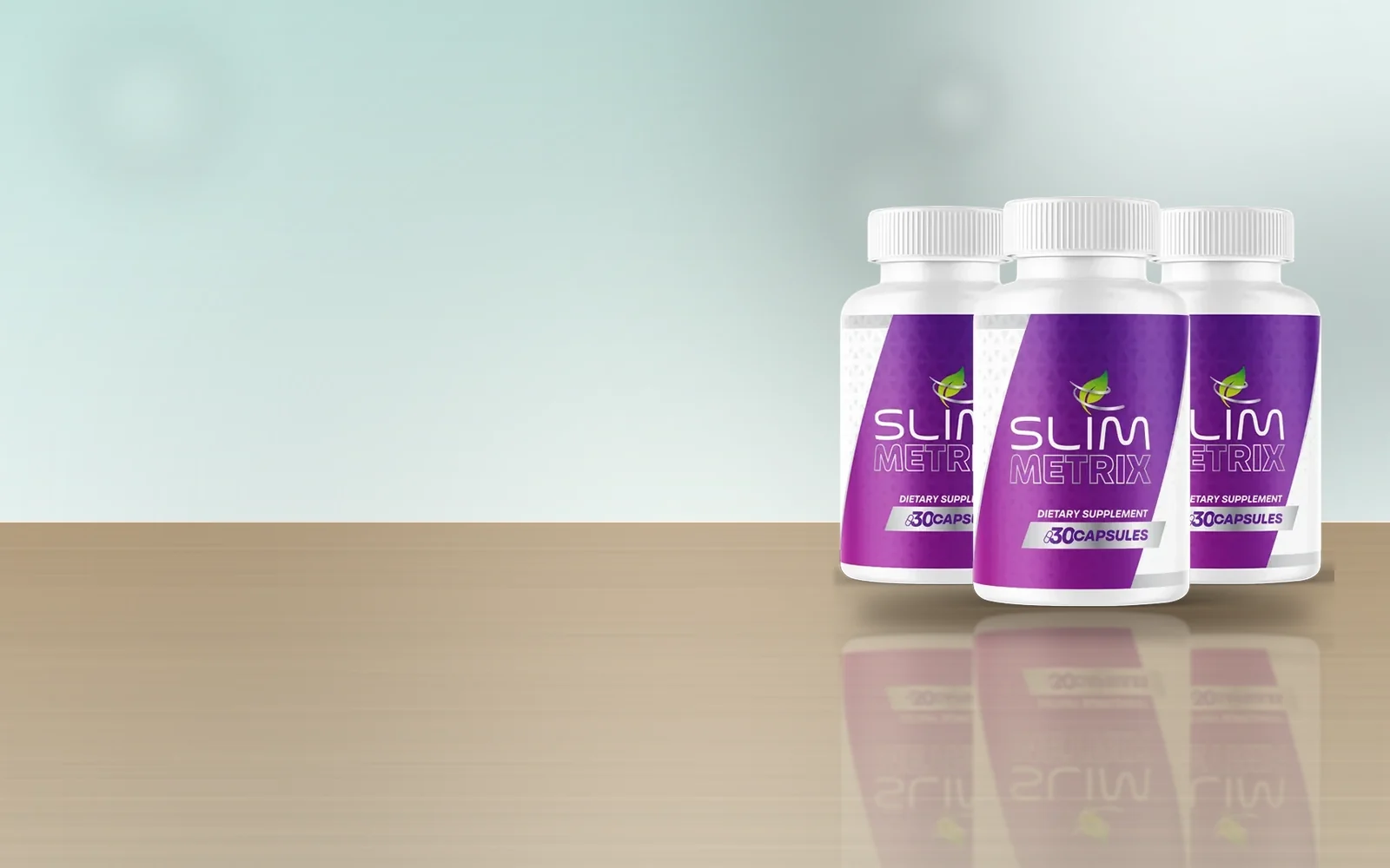 SlimMetrix three-bottle pack on a wooden table
